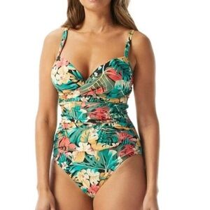 Coco Reef Womens Enrapture Tropical Vibrant Underwire One Piece Swimsuit 38D
